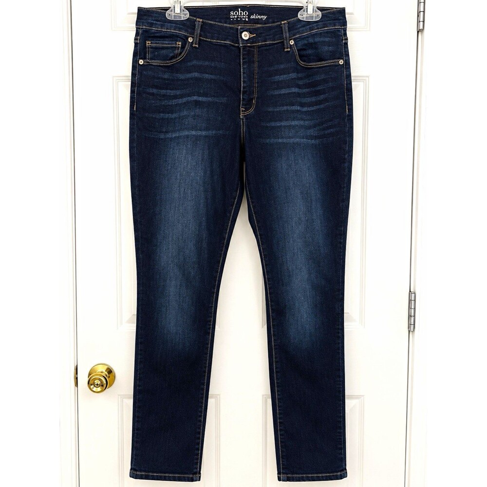 Soho New York & Company Women’s Skinny Jeans Dark Wash Blue Denim 14 Tall